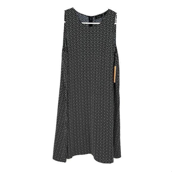 Halogen Black and White Polka Dot‎ Sleeveless Tank Swing A-Line Dress NWT Size S - Picture 1 of 6
